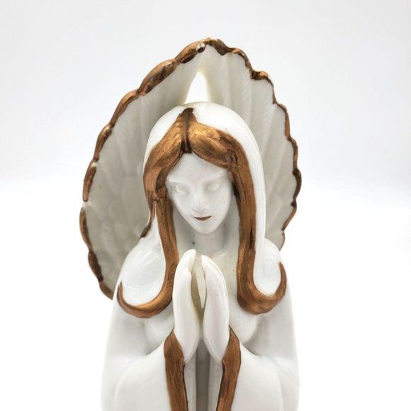 VTG Reco Porcelain Angel Adoration 1986 Exclusive Edition White Porcelain Gold - Picture 2 of 8